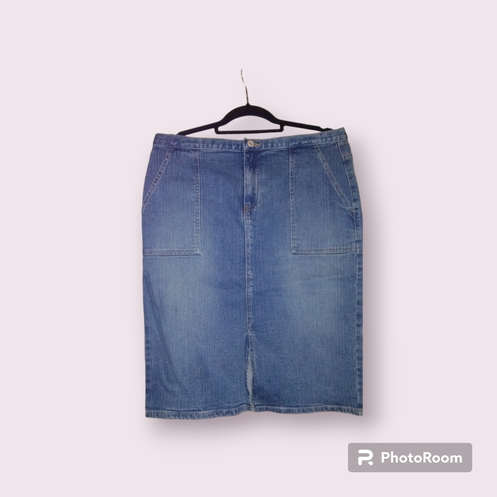 Vintage Gap Long Modest Blue Jean Skirt Back Button Slit Sz 12